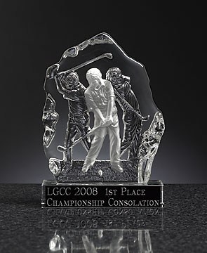 3 Position Man Golfer Crystal Award