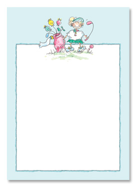 MEMO PAD WITH LADY GOLFER