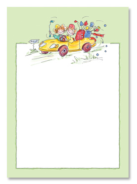MEMO PAD WITH LADY GOLFERS IN CAR