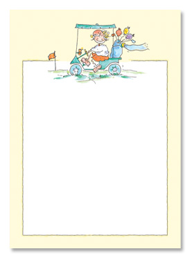 MEMO PAD WITH LADY GOLFER IN CART