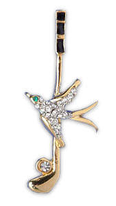 CRYSTAL BIRD ON CLUB PIN