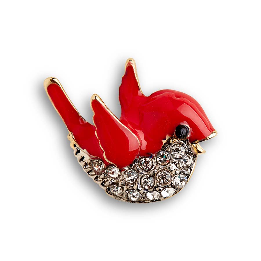 RED BIRD W/CRYSTALS PIN