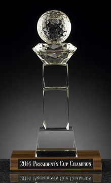GOLF BALL ON COLUMN CRYSTAL AWARD
