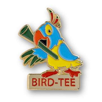 PARROT WITH BIRD-TEE PIN